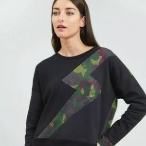LAST CHANCE! Terez Ribbed Lightning Bolt Crew Neck Sweatshirt